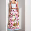 2026 Spring Women's Fashion Set: Print Bandeau Camisole with High-Waisted Skirt
