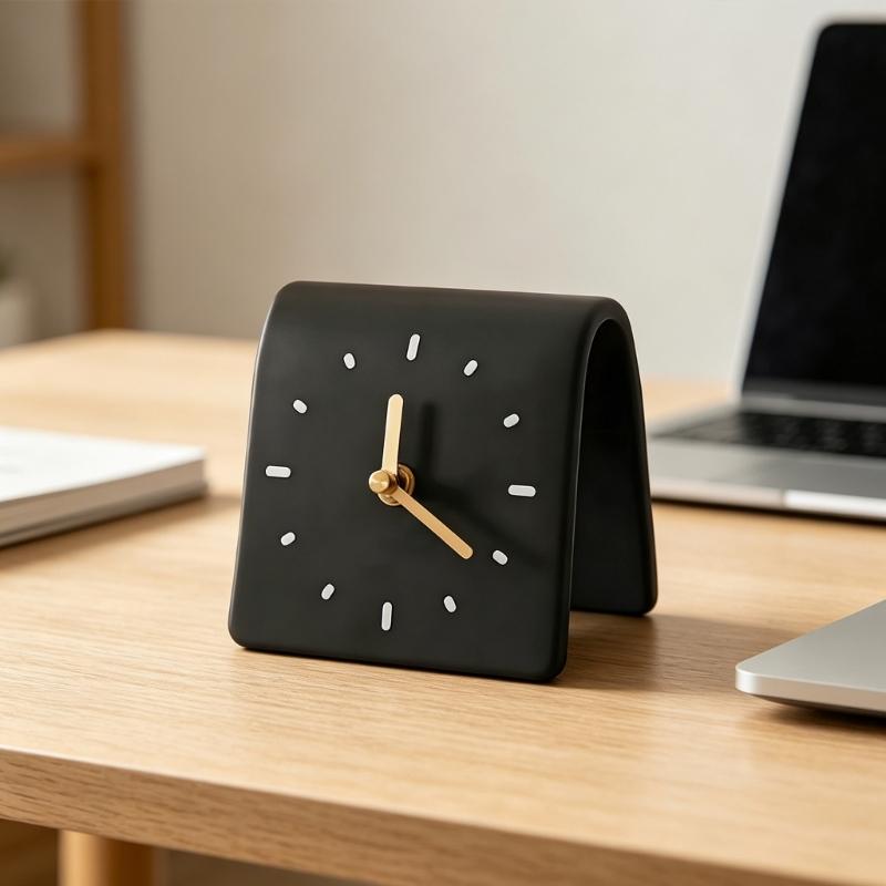 Small Desk Clock Decorative Table Clocks Silents Clock Analog Clocks Battery Operated for Nursery Living Room Bedroom