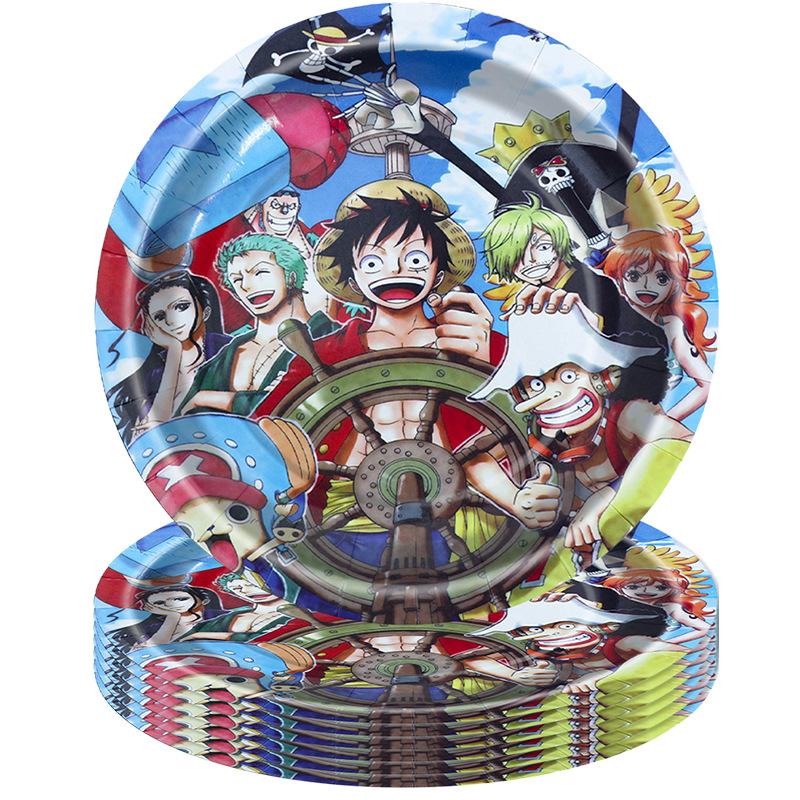 One Piece Theme Children'S Birthday Party Decoration Paper Plate Paper Cup Set Balloon Flag Tableware Arrangement Supplies