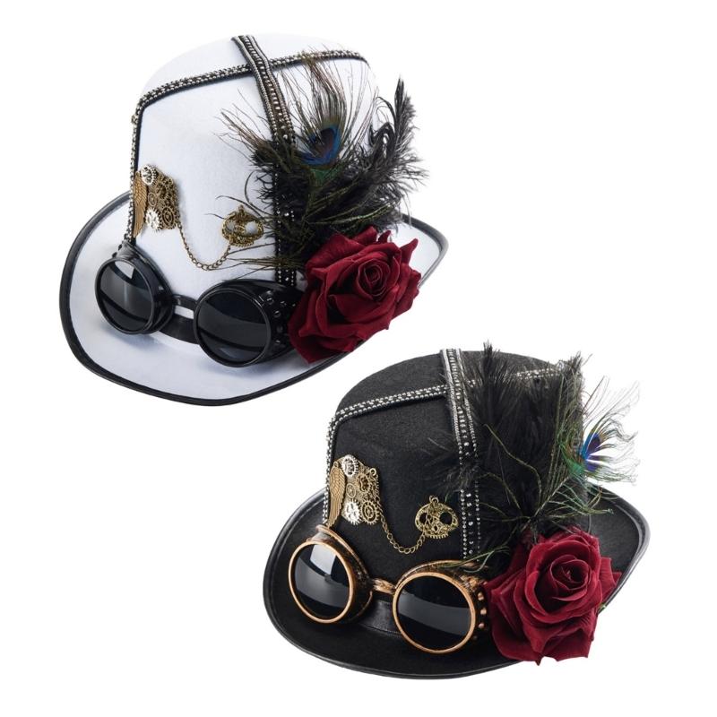 Steampunks Tall Hat Cosplay Goggles Hat Music Festival Costume Party Stage Hat