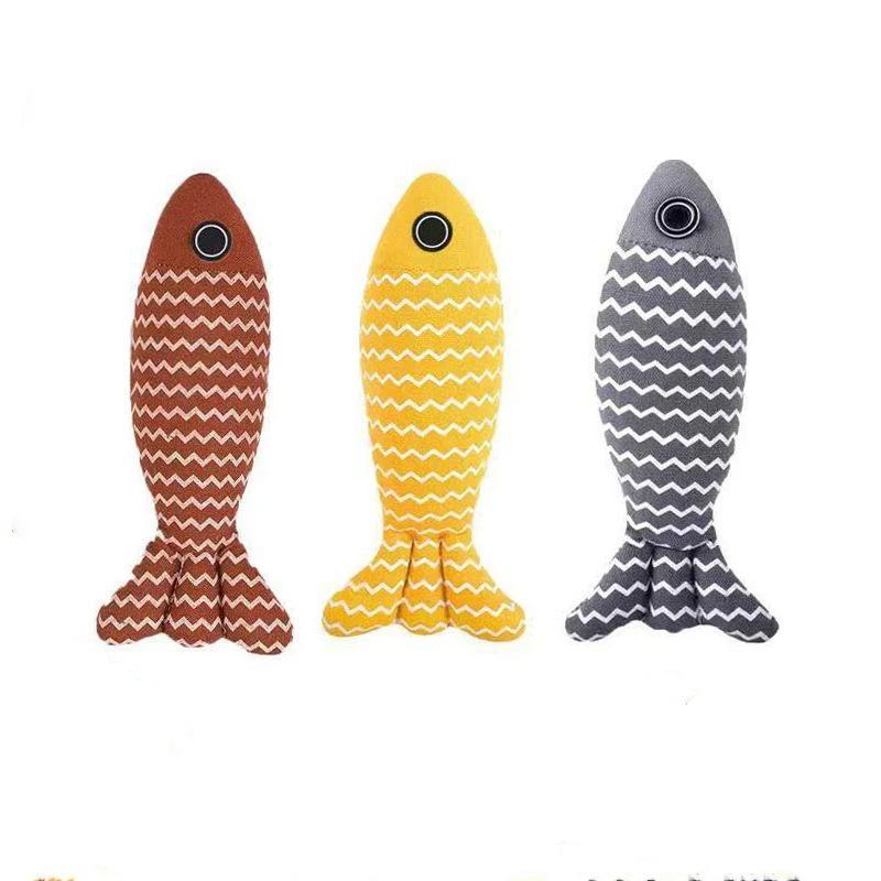 Cat Toy Self High Boredom Resistant Bite Clean Teeth Linen Fish Grinding Teeth Fun Cat Toy Cat Simulation Fish Toy Pet Supplies