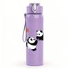 1PC Two Hugging Panda Bears Pattern 750ml Color Plastic Sports Water Bottle Leakproof Flip Straw Lid Suitable for Sports Office Home Use