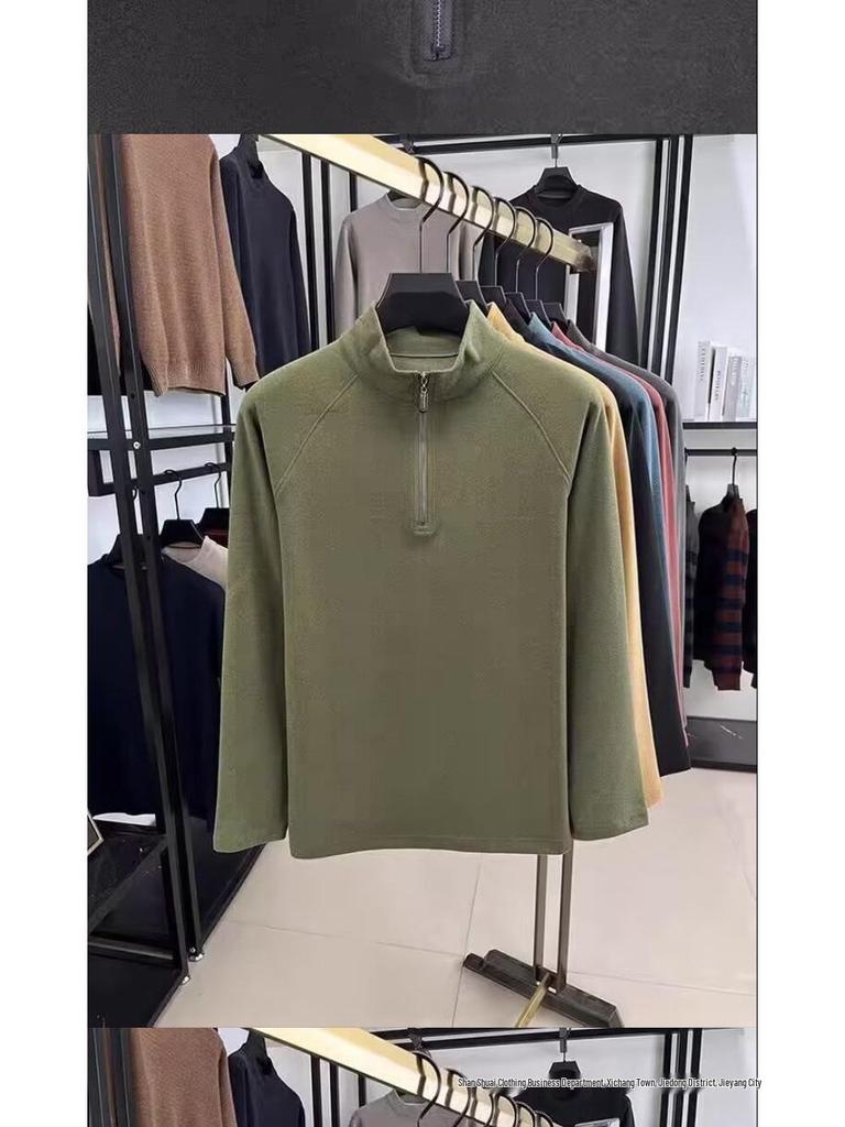 Autumn 2025 Men's Half-Zip Hoodie: Casual, Slightly Loose Long-Sleeve T-shirt with Half-High Collar