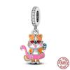 Fit Charms Fororiginal Bracelets Animal Series Flower Rabbit Holding Heart 100%Copper Jewelry Making For Women Gift
