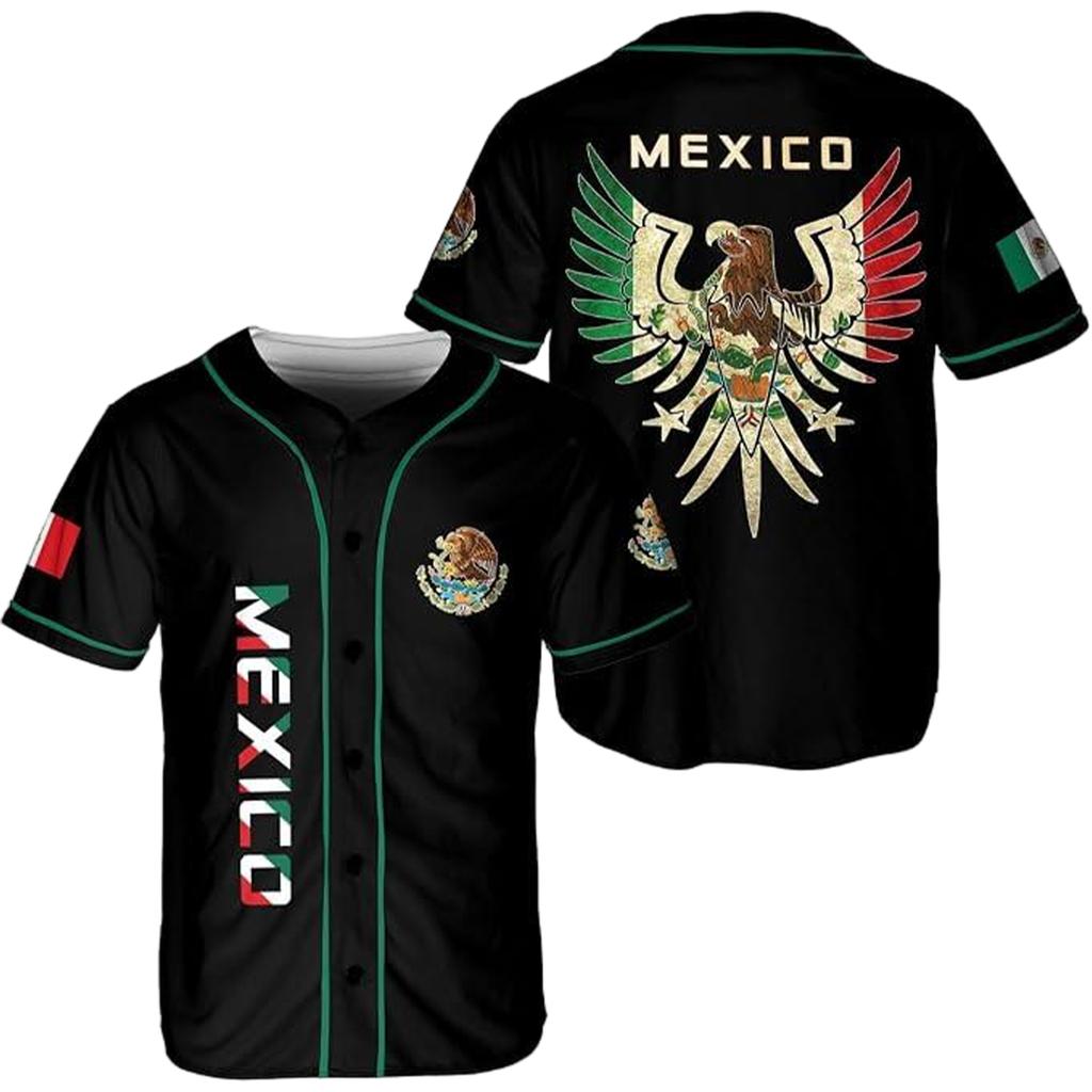 MEXICO Men's Casual Letter Print Short Sleeve T-Shirt for Everyday Wear