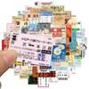 10/30/60pcs Vintage Japanese Travel Tickets Stickers Cartoon Creative Decals Decoration Suitcase Guitar Phone Sticker