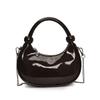 Trend wholesale fashion simple personality patent leather portable dumpling bag casual versatile commuter chain messenger bag women