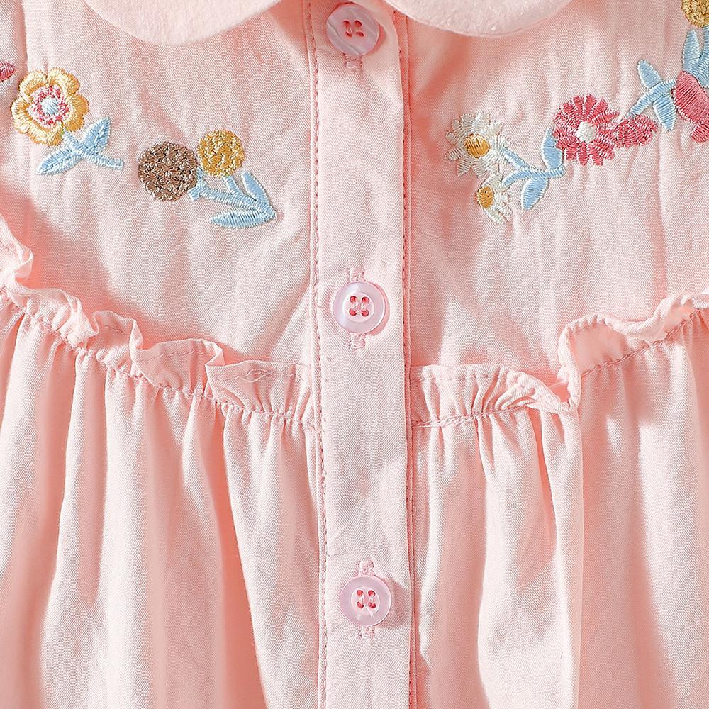 Kids 100% Cotton Fly Ruffle Sleeve Blouse 2-8 Years Floral Embroidery Doll Collar Girls Button Shirt Summer Casual Tops