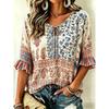 Women's Vintage Paisley Floral Print Tie Front Blouse, Casual Loose Top for Spring Summer Daily Wear