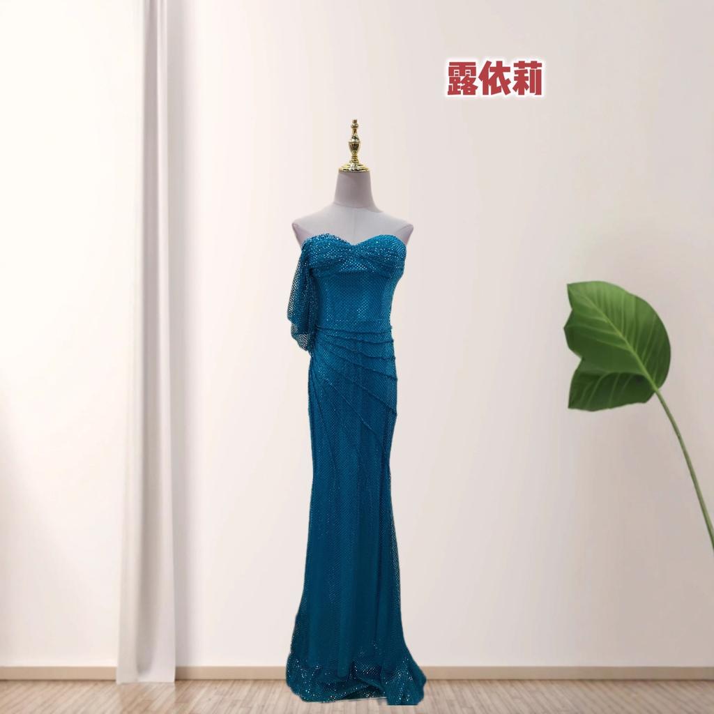 European and American new sequined sexy tube top slim-fitting hip-wrapped high-split party dinner annual meeting dress dress