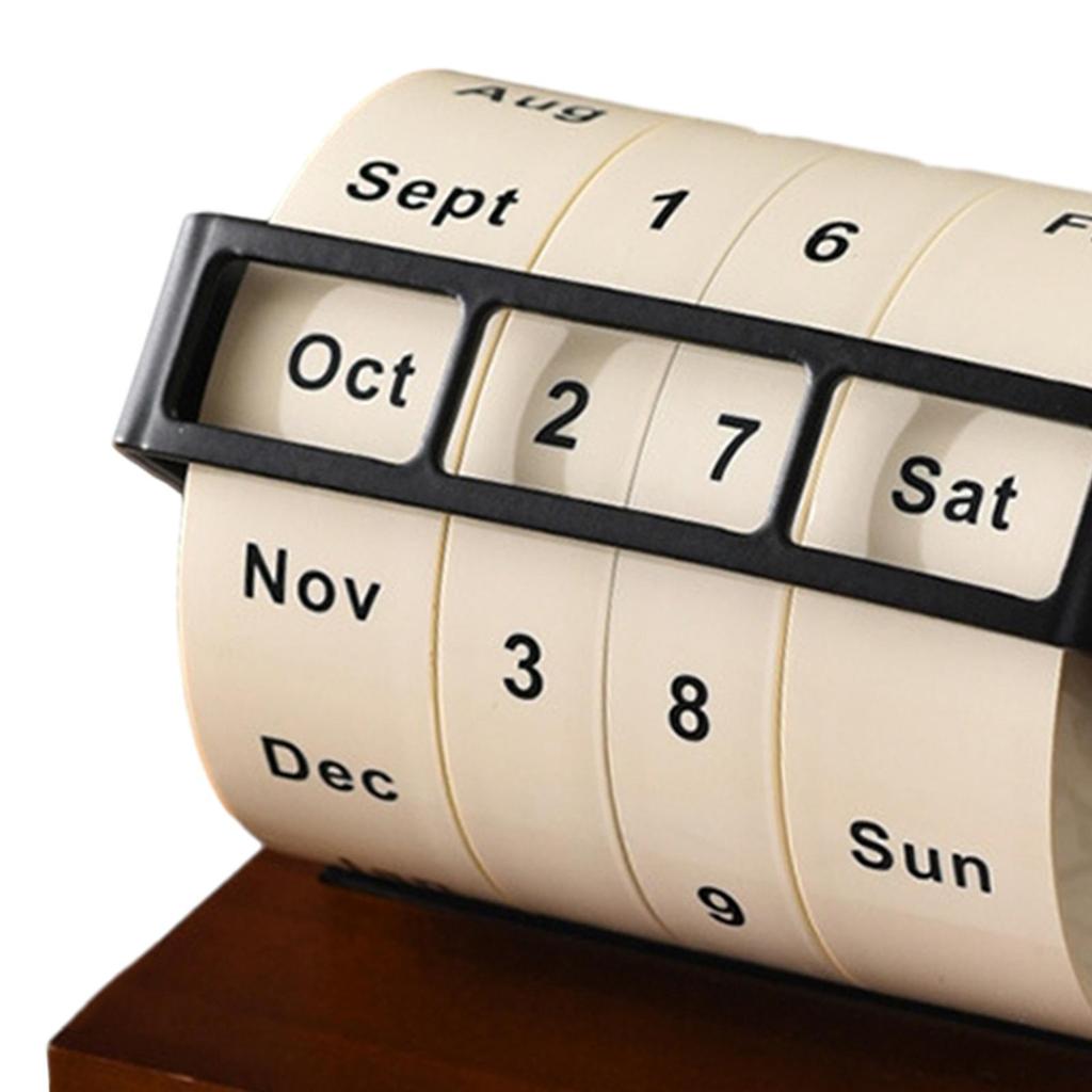 Large Rotating Perpetual Calendar Desktop Stand Countdown Timer Office Planner Table Decor