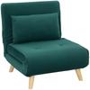 Folding Armchair with Bed Function, Foldable Recliner in Velvet Look, Adjustable Backrest, Load Capacity up to 120 kg, Dark Green