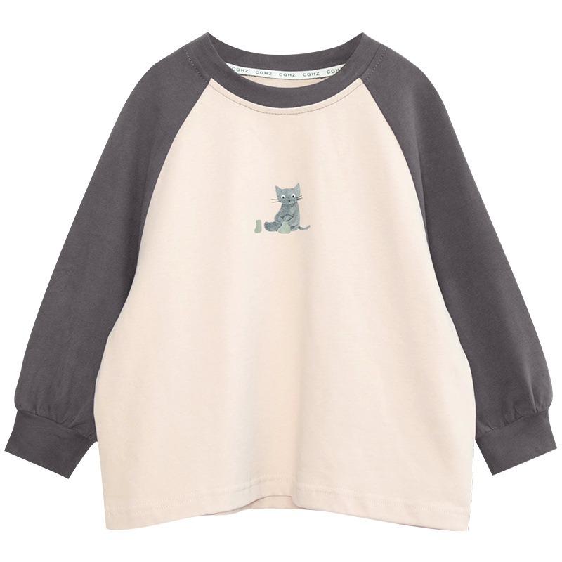 Boys Loose Long Sleeve Cotton T Shirt Raglan Sleeve Casual Kids Tops For Toddler Children