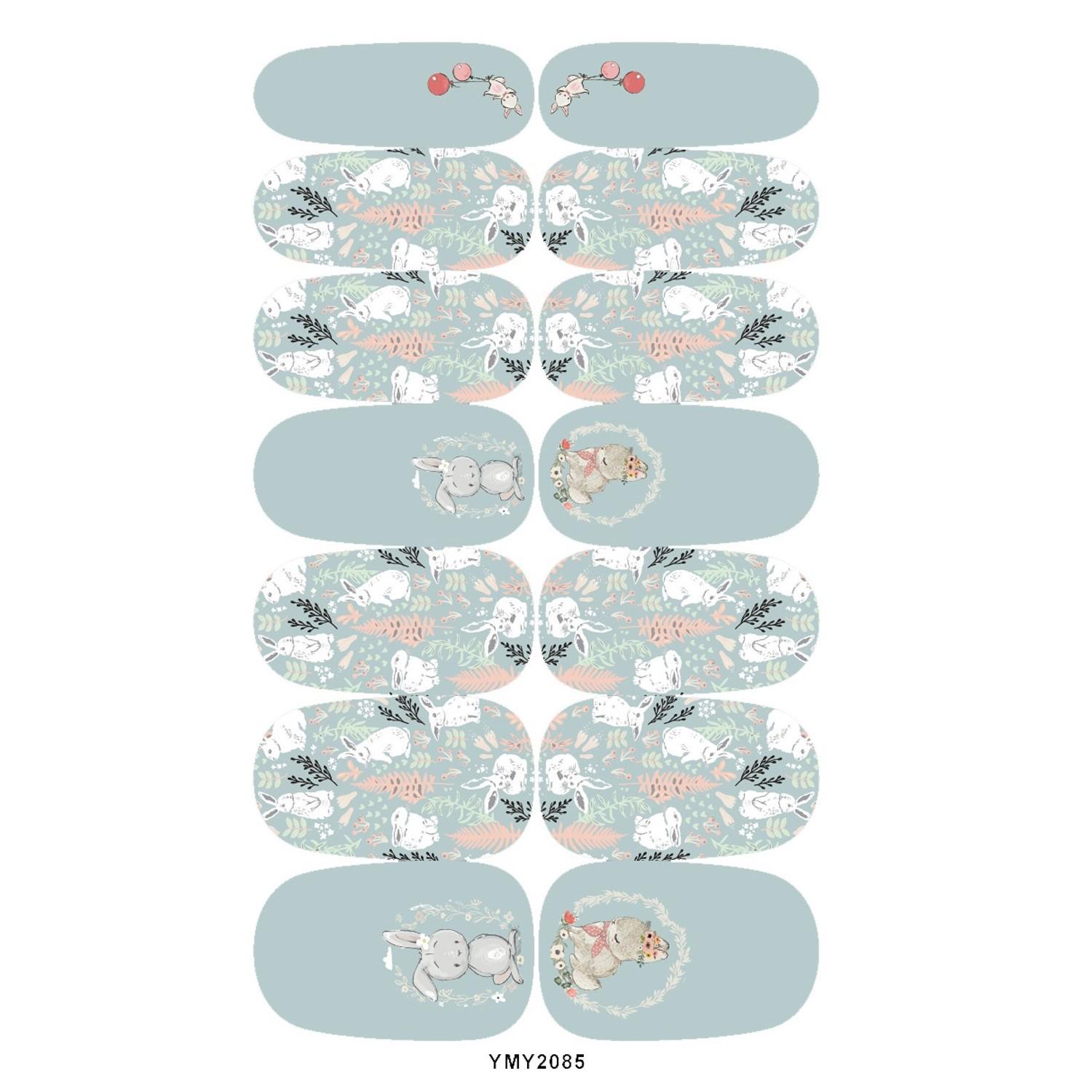 Waterproof Cute Rabbit Cartoon Nail Art Stickers YMY2085-2096