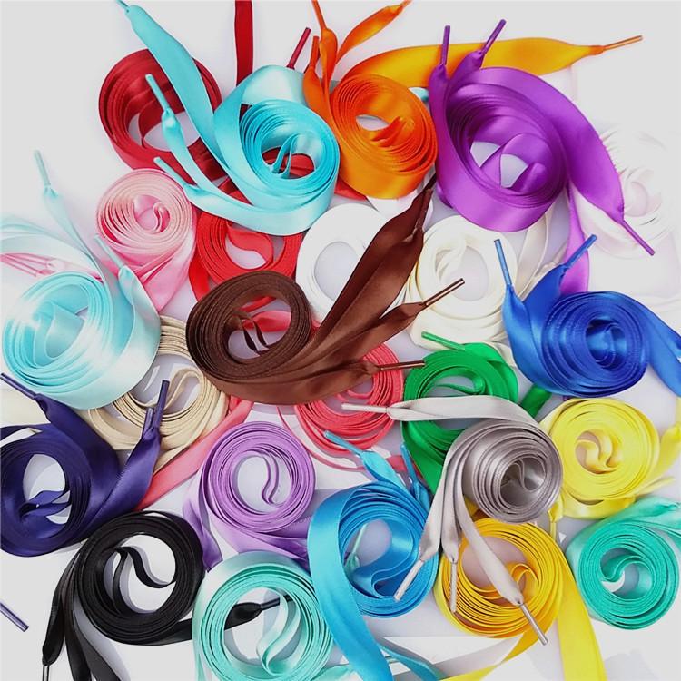 Ribbon Polyester Double Satin Wide Flat Shoelace Candy Color Fashion Various