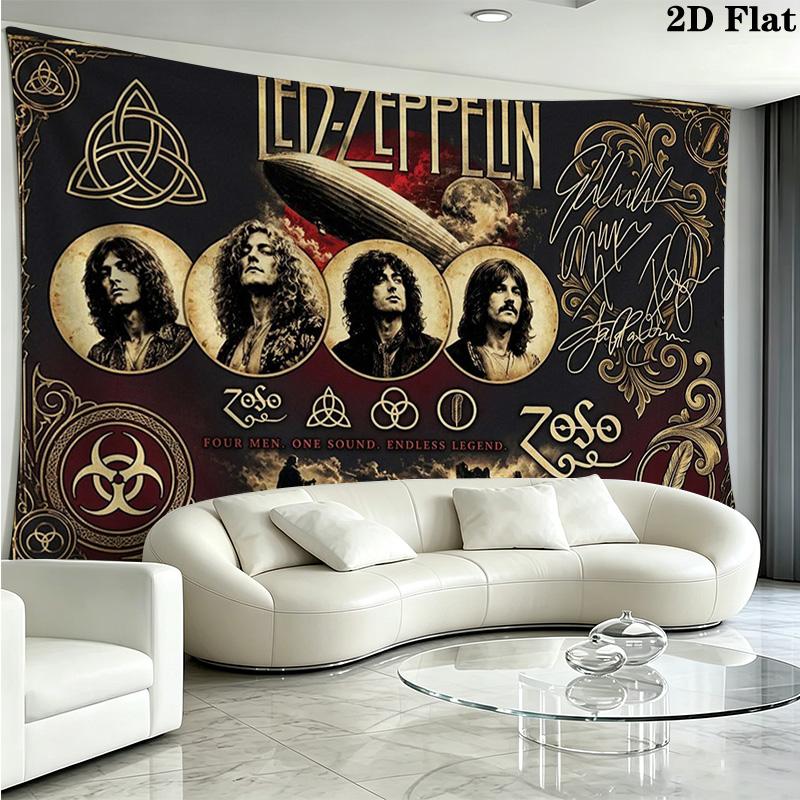 Led zeppelin Wall Tapestry Aesthetic Wall Hanging Printed Fabric Blanket Decorative Tapestries for Bedroom Living Room Home Decor
