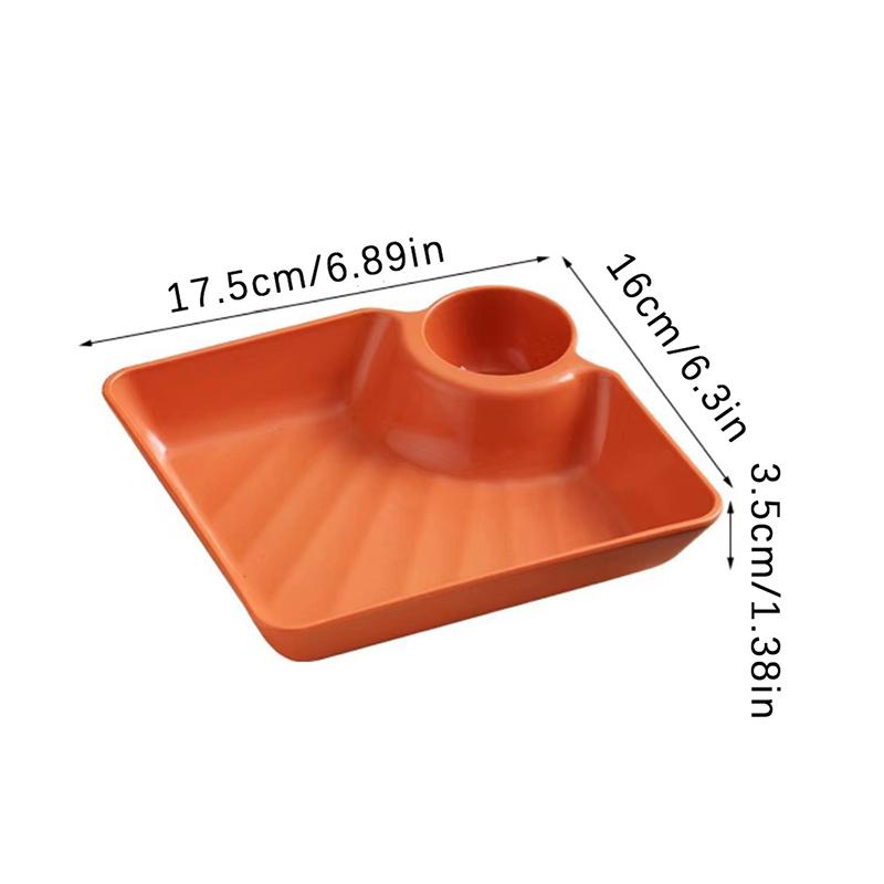 Plastic Dumpling Plate With Sauce Compartment Square Snack Cookie Platter Food Tray Dish Tableware Kitchen Plates