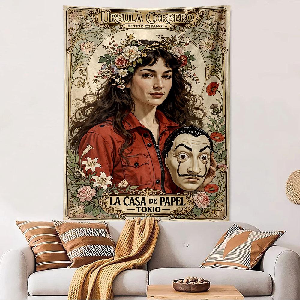 La Casa de Papel Tapestry Wall Hanging, Money Heist Tokyo Poster Art, TV Wall Decor for Bedroom Living Room Dorm