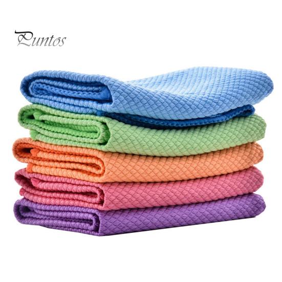 1/5Pcs Rag Cleaning Clothes 30*40cm Streak-Free Lint-Free Polishing Reusable Durable Fish Scale Pattern Kitchen Dishwashing Clothes