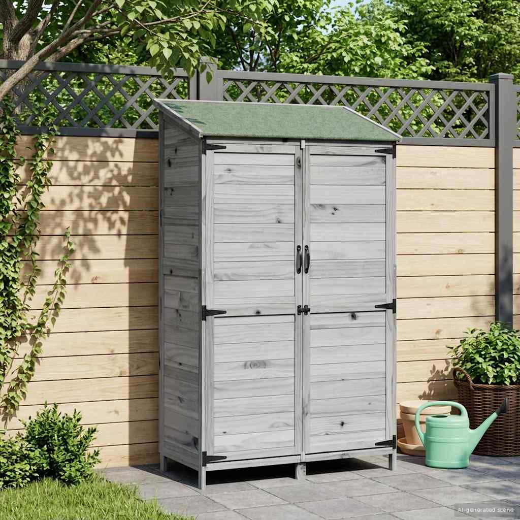 Garden Shed Gray 106.5 x 56 x 176 cm Solid Spruce Wood