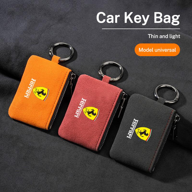 Car Key Bag Cover Case Suede Leather Key Wallet for Ferrari sp3 488 sf90 f40 f8 458 296 Purosangue Roma 599 612 Auto Accessories MQ2