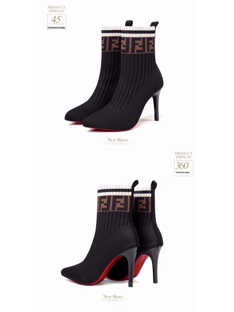 Women's Stiletto Heel Stretch Boots - 2025 Autumn/Winter Collection. Versatile Pointed Toe Sock Boots.