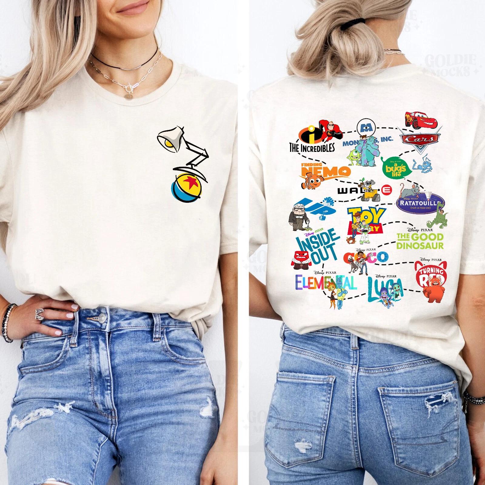 2 sided Disney Pixar Movie Characters Pixar Fest Unisex Adult Kid Shirt 2XL