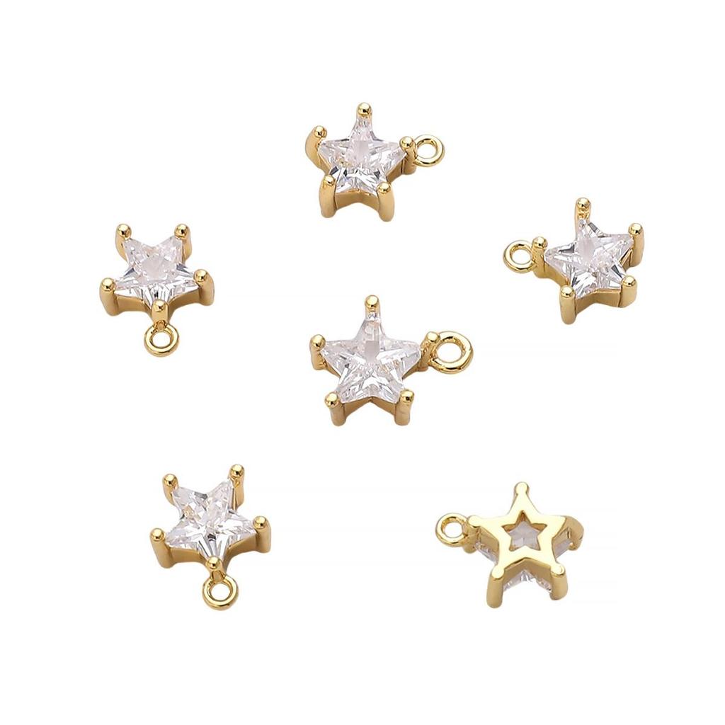 1PCS/Bag Copper Micro Inlaid Zircon Pentagram Pendant For DIY Handmade Jewelry