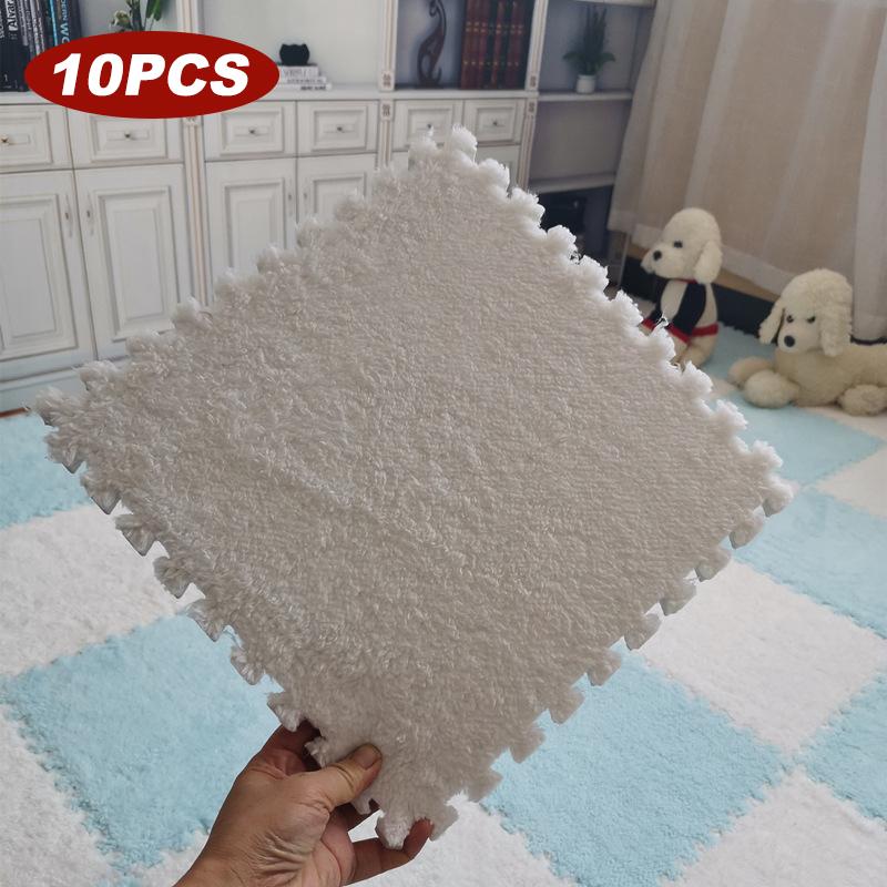 10PCS Soft Plush Activity Play Mat Reusable EVA Foam Puzzle Carpet Children Room Keep Warm Non-slip Floor Mat Washable 30*30*1CM