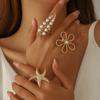 Exaggerated Pearl Ring Flower Shape Flower Ring Fashion Starfish Ring  Perfect Gift