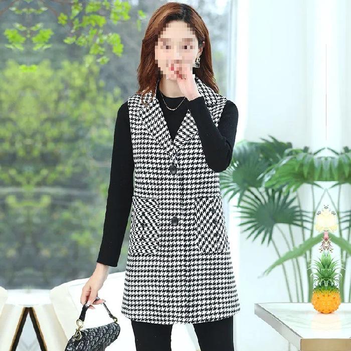 

Plaid Vest for Middle-Aged & Elderly Women - Stylish Mid-Length Cape Jacket for Spring & Autumn XL белый