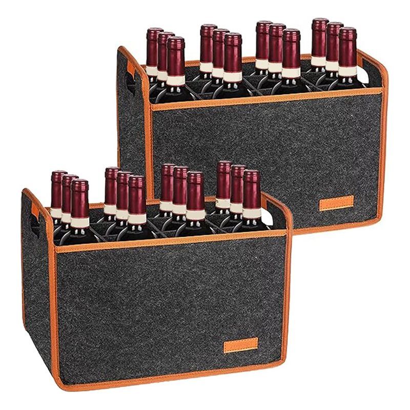 ABMH-For Wine Carrier Tote Bag 2 Pack 12 Bottle Insulated Thermal Padded Reusable For Wine Bags For Wine Bottle Storage Transpor