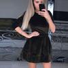 Elegant Women Dress Fashion Velvet Swing Plush Party Evening Prom Skater Midi Dress
