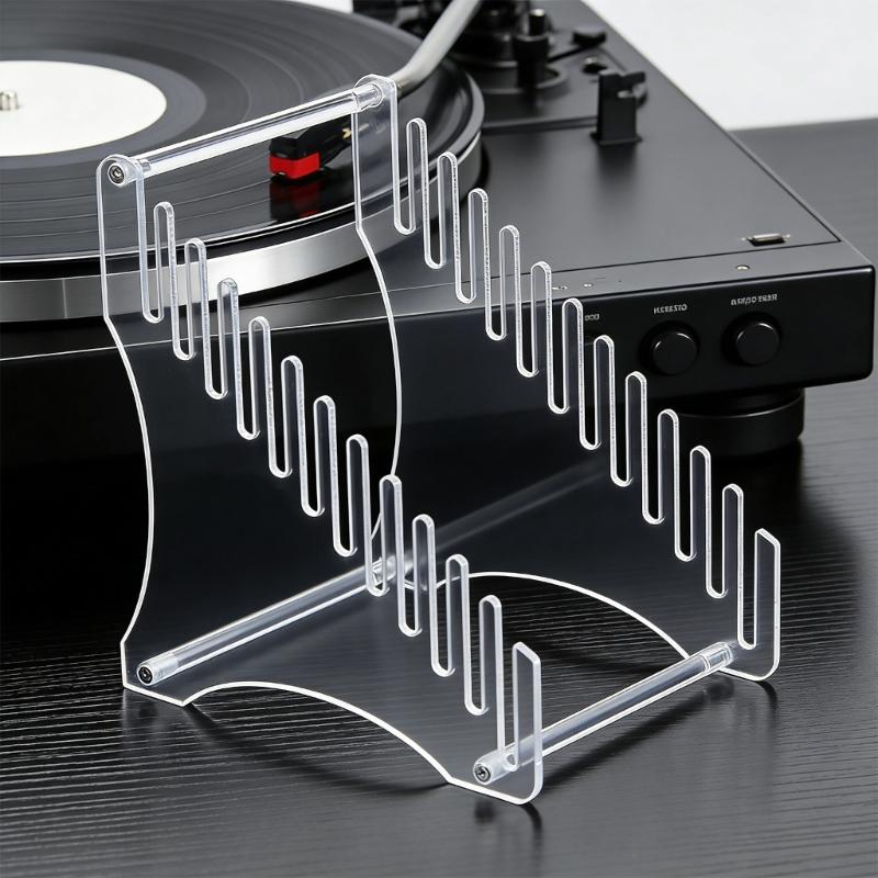 Clear Acrylic Vinyls Record Holder Display Rack 12 Slots Space Saving Vinyls Record Stand for Music Collection Album