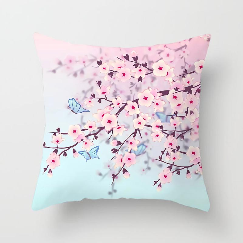Rosa Blumenmuster Druck quadratischer Kissenbezug Auto Sofa Bürostuhl Kissenbezug einfache Heimdekoration