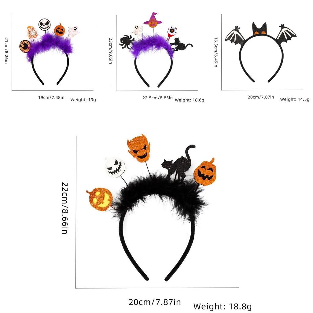Festive Halloween Headband Accessories Featuring Adorable Bat Pumpkin And Cat Designs