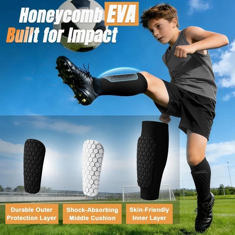 1pc Shin Guards Football Basketball with Honeycomb Padding Breathable Nylon Anti Impact Sport Leg Protectors for Kids Adults 1