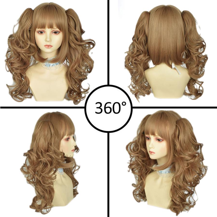 Roman Curly Synthetic Lolita Curly Hair With Bangs Golden Anime Wig Oberl Woman Party Cosplay Wig