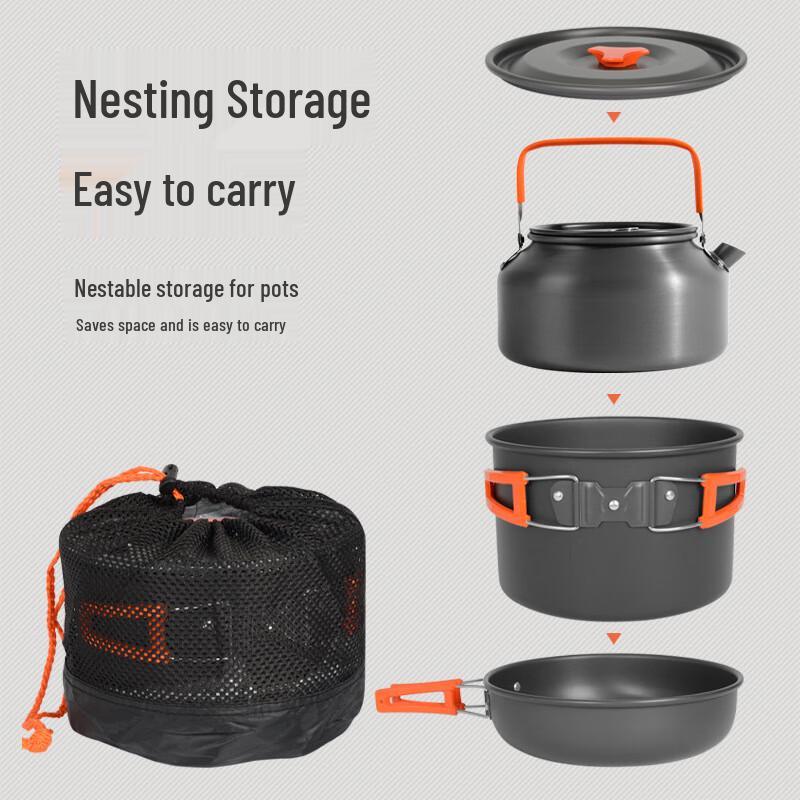 Junkaiwei Outdoor Portable Aluminum Cookware Set