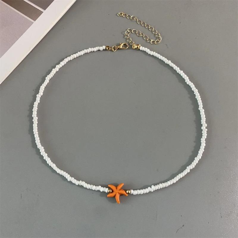 Shell Starfish Woman Short Necklace Summer Bohemian Holiday Gift Handmade Choker White Seed Beads Neck Jewelry Holiday Gifts
