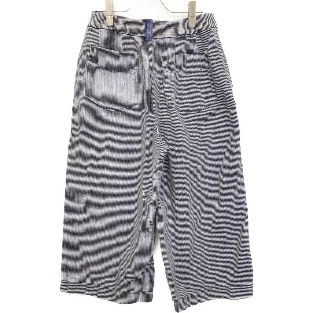 Pallas Palace [Made In 2011] PFPT-3476B Striped Gaucho Pants/ Bottoms 2 Navy / WhiteUsed