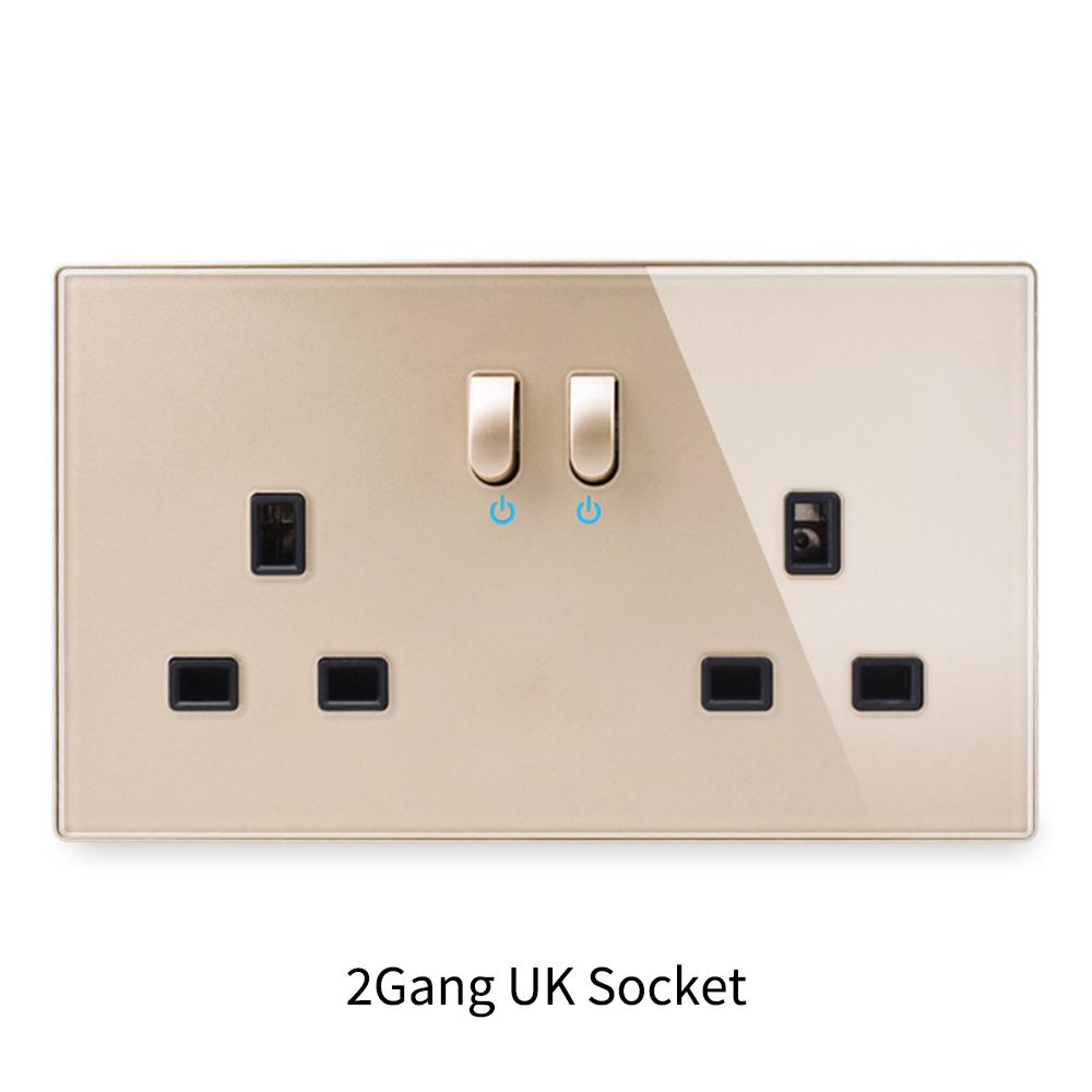 146 Piano Key Reset Switch Tempered Glass Panel 2Gang UN Multifunctional 3-hole Combination Office Hotel Home Villa Decoration