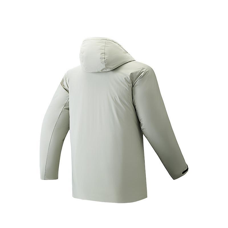 Anta Solid Color Zipper Hooded Versatile Casual Down Jacket Men Outerwear Gray 152517910-1