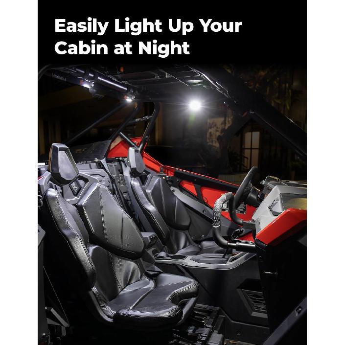 KEMIMOTO UTV Dome Light Roll Bar Cage Mount Interior Lights Compatible With Polaris RZR Can Am Talon Kawasaki Golf Cart Boat Off-Road-Work For 1.5