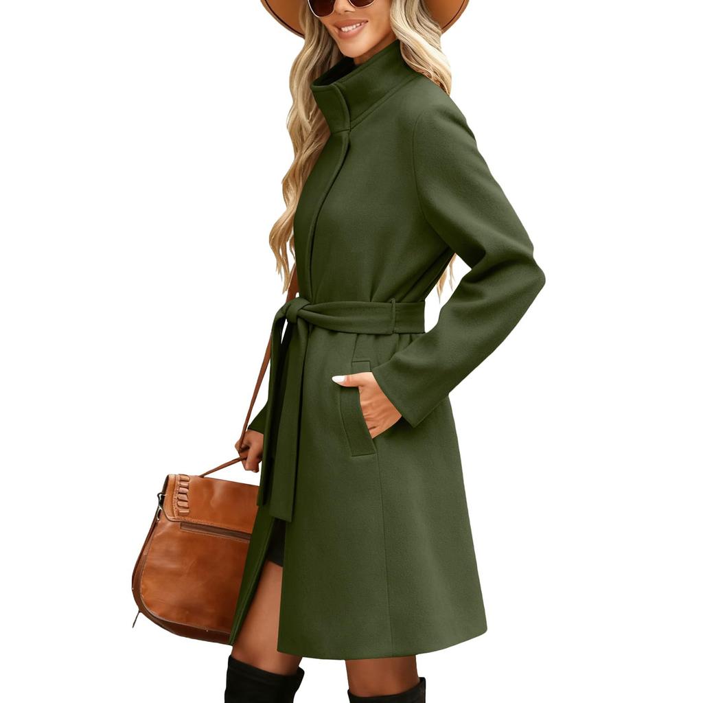 Women's Fashion Solid Color Round Neck Zipper Long Sleeve Pocket Casual Plush Coat