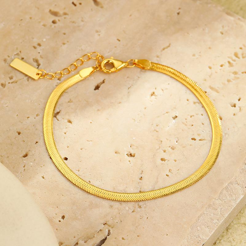Under the Banyan Tree S925 Sterling Silver Minimalist Snake Bone Bracelet Women's Layered Jewelry