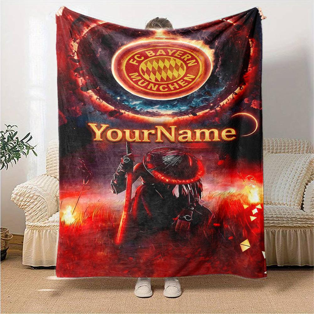 Bayern Munich Customize Your Name Blanket Lightweight Customizable Blanket Comfortable for Seaside Livingroom Bed Living Room Four Seasons Universal