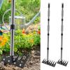 6 Tooth and 8 Tooth Weeder Heavy Duty Iron Long Handled Weed Rake Gardening Weeding Rake Garden Tool for Flower Beds Weeding