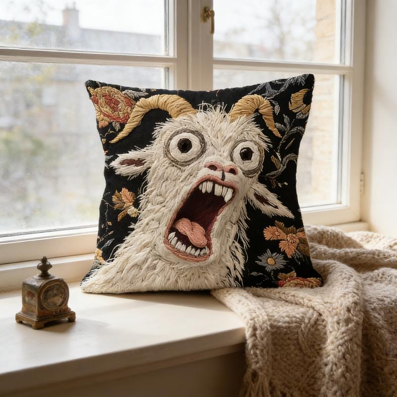 

Spooky Goat Face 2D cushion cover For Pillow Sofa Printing Decoration Room Home Office Coffee Shop Car Nordic Simplicity 45*45cm