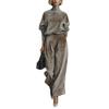 2025 Autumn/Winter Women's High-End Fashion Knit Two-Piece Set: Long Sleeve Top & Wide-Leg Pants